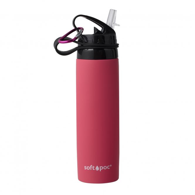 Main Image Foldable drinking bottle - Softpoc - Red / Pink