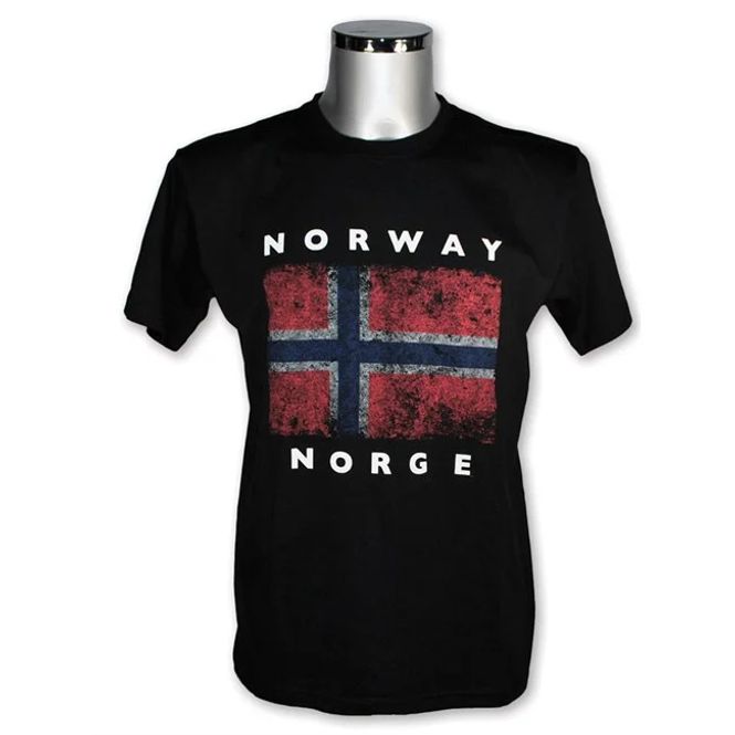 Hovedbilde T-skjorte - Slitt norsk flagg - Sort